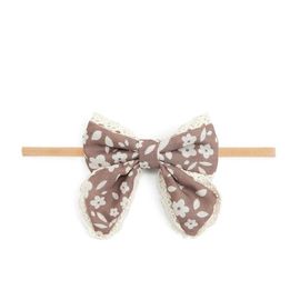 Sweet Wink Sweet Wink Mocha Floral Lace Bow Baby Headband