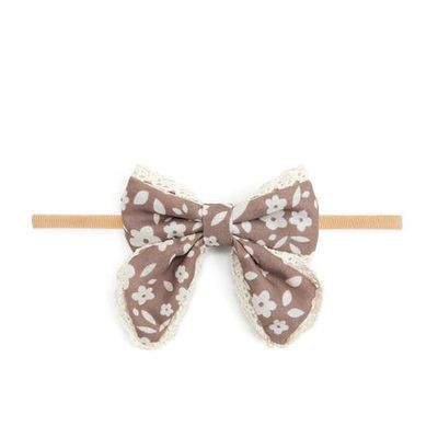 Sweet Wink Sweet Wink Mocha Floral Lace Bow Baby Headband