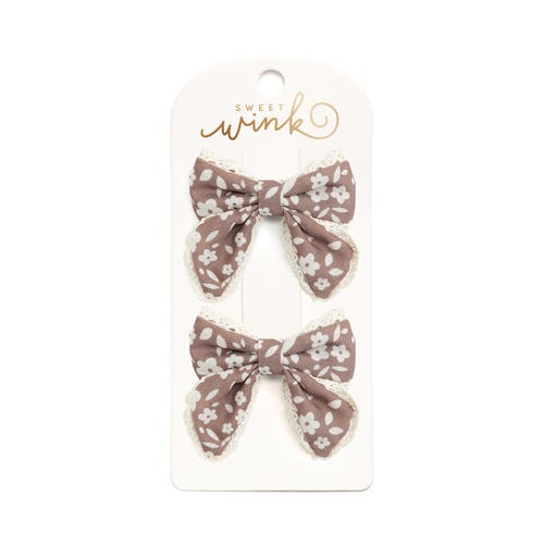 Sweet Wink Sweet Wink Mocha Floral Lace Bow Clip Set