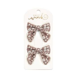 Sweet Wink Sweet Wink Mocha Floral Lace Bow Clip Set
