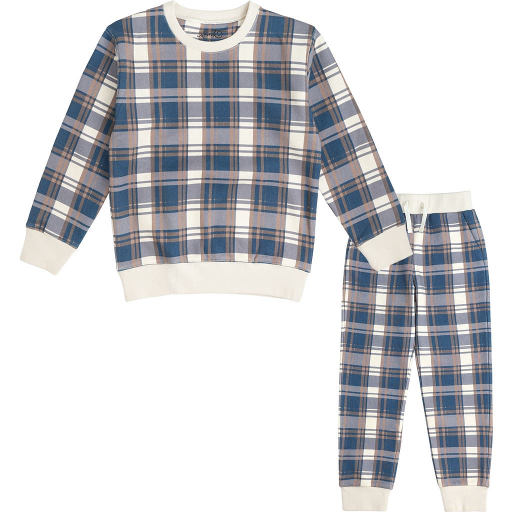 Sweet Wink Sweet Wink Navy Plaid Sweatshirt & Jogger Set 