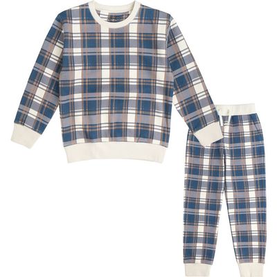Sweet Wink Sweet Wink Navy Plaid Sweatshirt & Jogger Set 