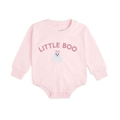 Sweet Wink Sweet Wink Pink Little Boo Patch Halloween Long Sleeve Romper