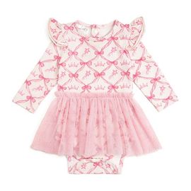 Sweet Wink Sweet Wink Princess Trellis Long Sleeve Tutu Bodysuit