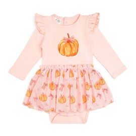 Sweet Wink Sweet Wink Pumpkin Long Sleeve Tutu Bodysuit