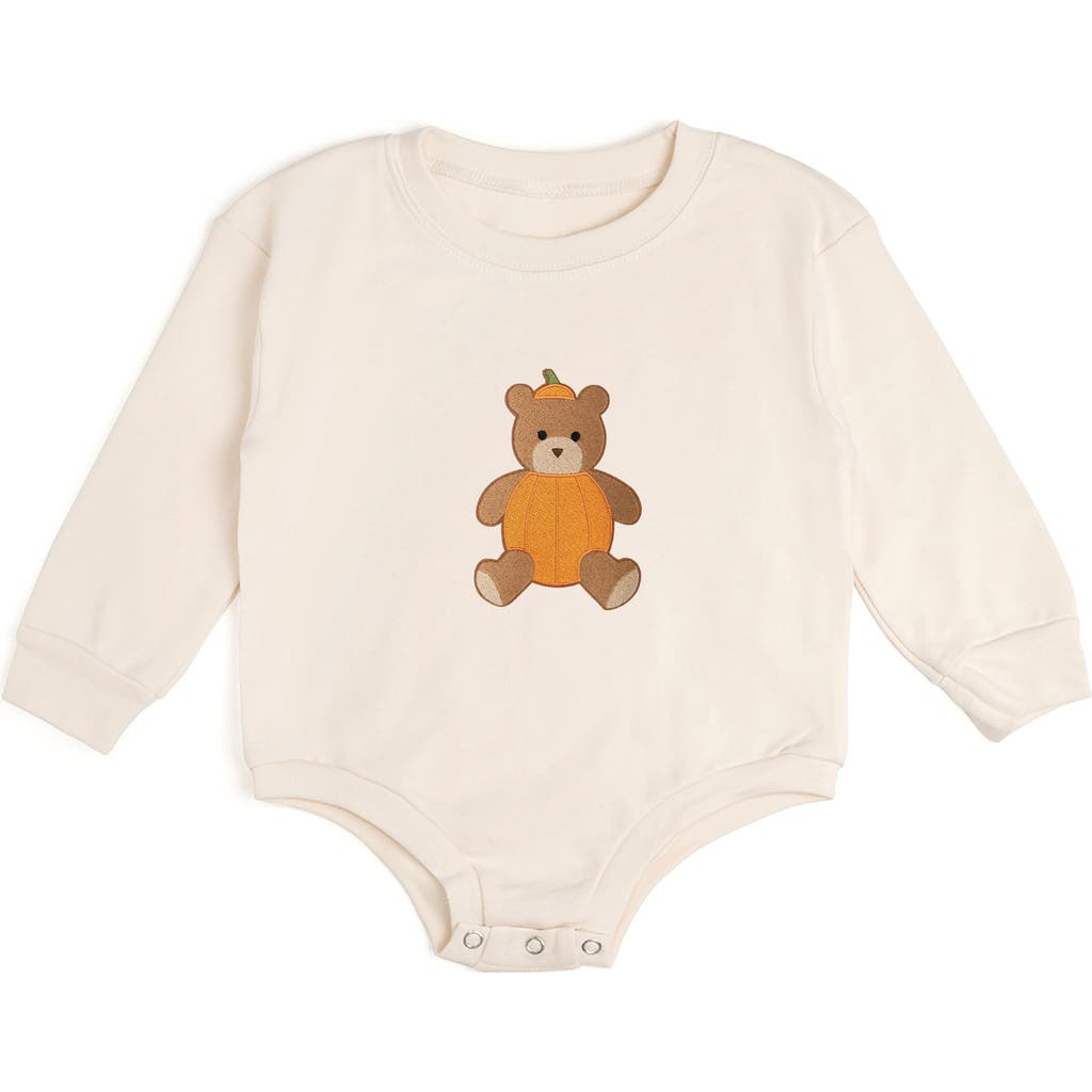 Sweet Wink Sweet Wink Pumpkin Teddy Bear Patch Long Sleeve Romper