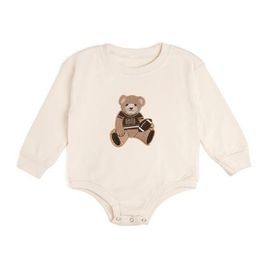 Sweet Wink Sweet Wink Teddy Bear Patch Long Sleeve Romper