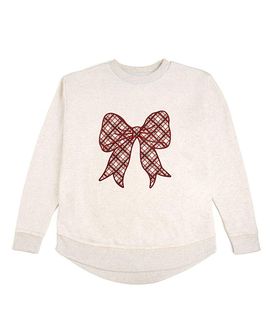 Sweet Wink Sweet Wink Women's Christmas Plaid Bow Patch Sweatshirt