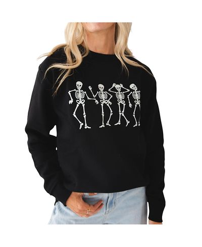Sweet Wink Sweet Wink Women's Glow In The Dark Silly Skelly Halloween Sweatshirt