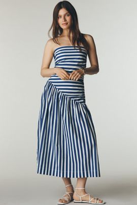 S/W/F Petite 100% Cotton Strapless Midi Dress