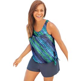 Swim 365 Swim 365 Scoop-Neck Blouson Tummy Control Two-Piece Swim Set