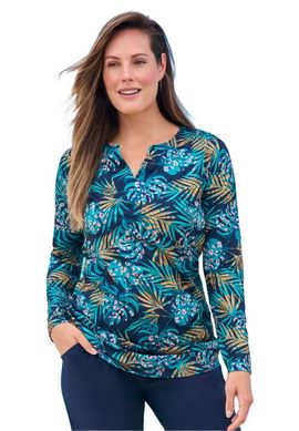Swim 365 Swim 365 Split Neck Long Sleeve Swim Tee With Built