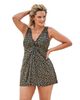 Swim 365 Swim 365 Twist Front V Neck Tummy Control A Line Swim Dress - 1