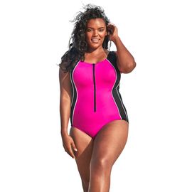 Swim 365 Swim 365 Zip Front One Piece With Tummy Control