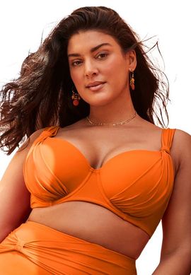 Swimsuits for All Swimsuits for All Bra Sized Drape Front Underwire Bikini Top