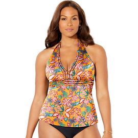 Swimsuits for All Swimsuits for All Braid Trim Halter Tankini Top