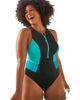 Swimsuits for All Swimsuits for All Chlorine Resistant High Neck Zip One Piece Swimsuit - 1