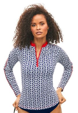 Swimsuits for All Swimsuits for All Chlorine Resistant Long Sleeve 1/4 Zip Swim Tee Rash Guard