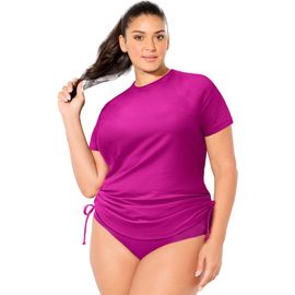 Swimsuits for All Swimsuits for All Chlorine Resistant Quick Dry Side Tie Short Sleeve Swim Tee Rash Guard