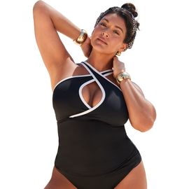 Swimsuits for All Swimsuits for All Crisscross High Neck Tankini Top
