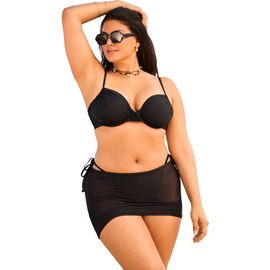 Swimsuits for All Swimsuits for All Shirred Mesh Swim Brief & Skirt Set (plus Available)