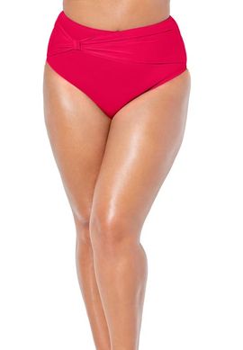 Swimsuits for All Swimsuits for All Side Knot Drape Overlay High Waist Swim Brief