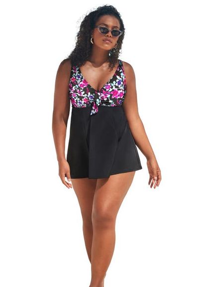 Swimsuits for All Swimsuits for All Tie Front V Neck Swimdress