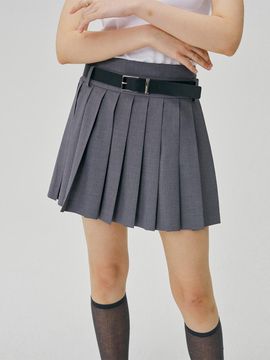 SY2C Belted Pleats Mini Skirt [3color]