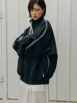 SY2C Edge Line Cotton Oversized Zip Up Jacket [Navy]