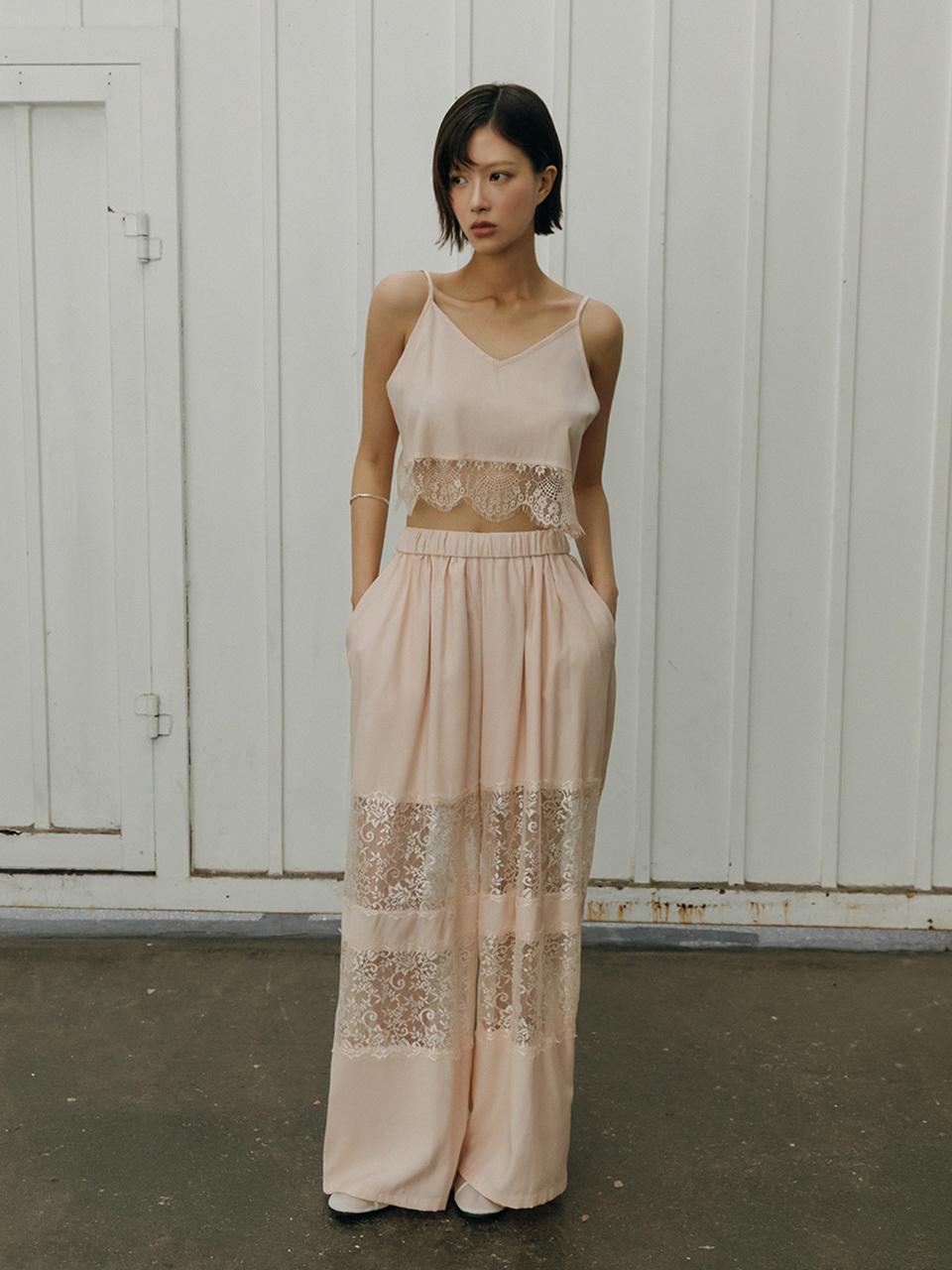 SY2C Fleur Lace Banding Wide Pants