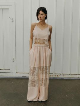 SY2C Fleur Lace Banding Wide Pants