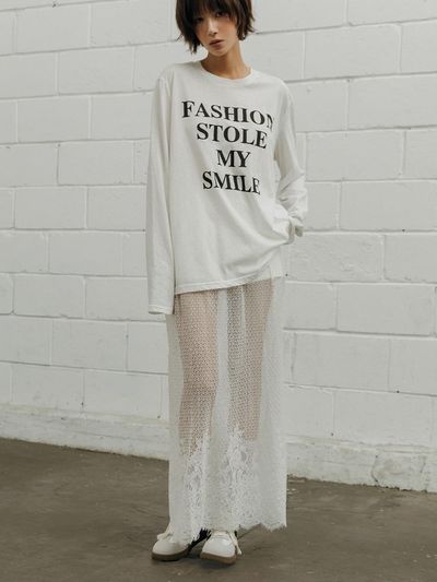 SY2C Layered Lace Maxi Skirt [Beige]