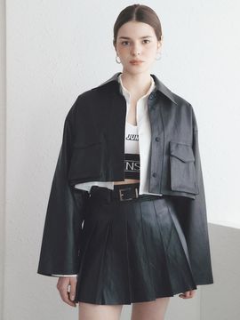 SY2C Leather Pleats Mini Skirt [2color]