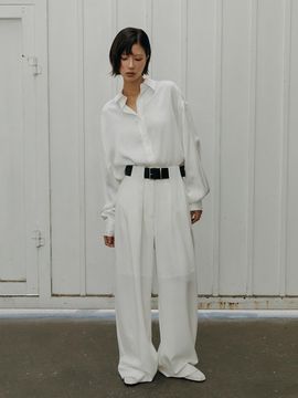 SY2C Over Tuck Wide Wool Blend Trousers