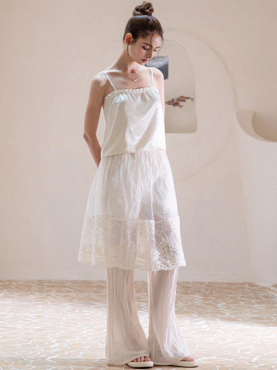 SY2C See-Thru Mix Lace Midi Skirt