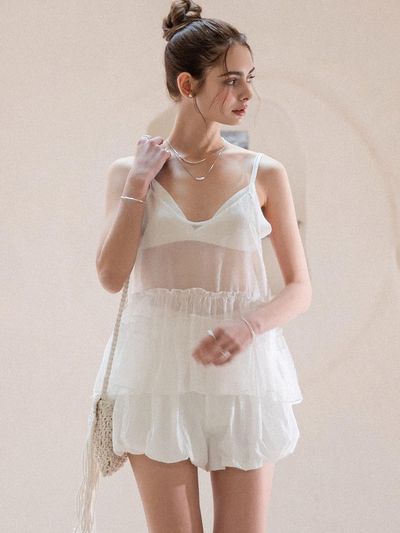 SY2C Sheer Double Lace Sleeveless Tank & Cami