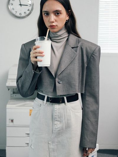 SY2C Shoulder Crop Jacket [2color]