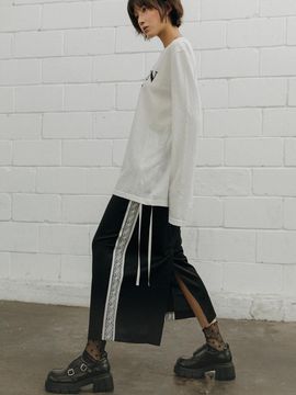 SY2C Side Lace Polyester Long Maxi Skirt