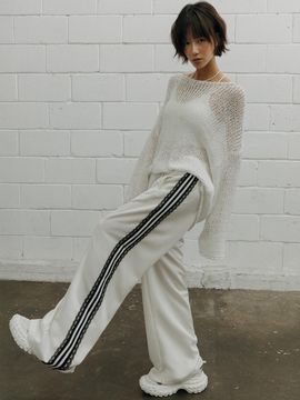 SY2C Side Lace Wide Fit Track Pants [Beige/Blue/Black]