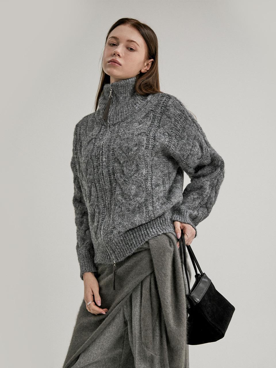 SY2C Twisted Zip-Up Knitwear_3color