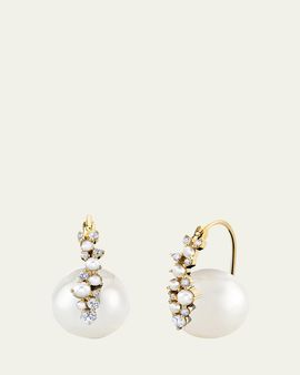 Sydney Evan 14K Diamond and Pearl Cocktail Earrings