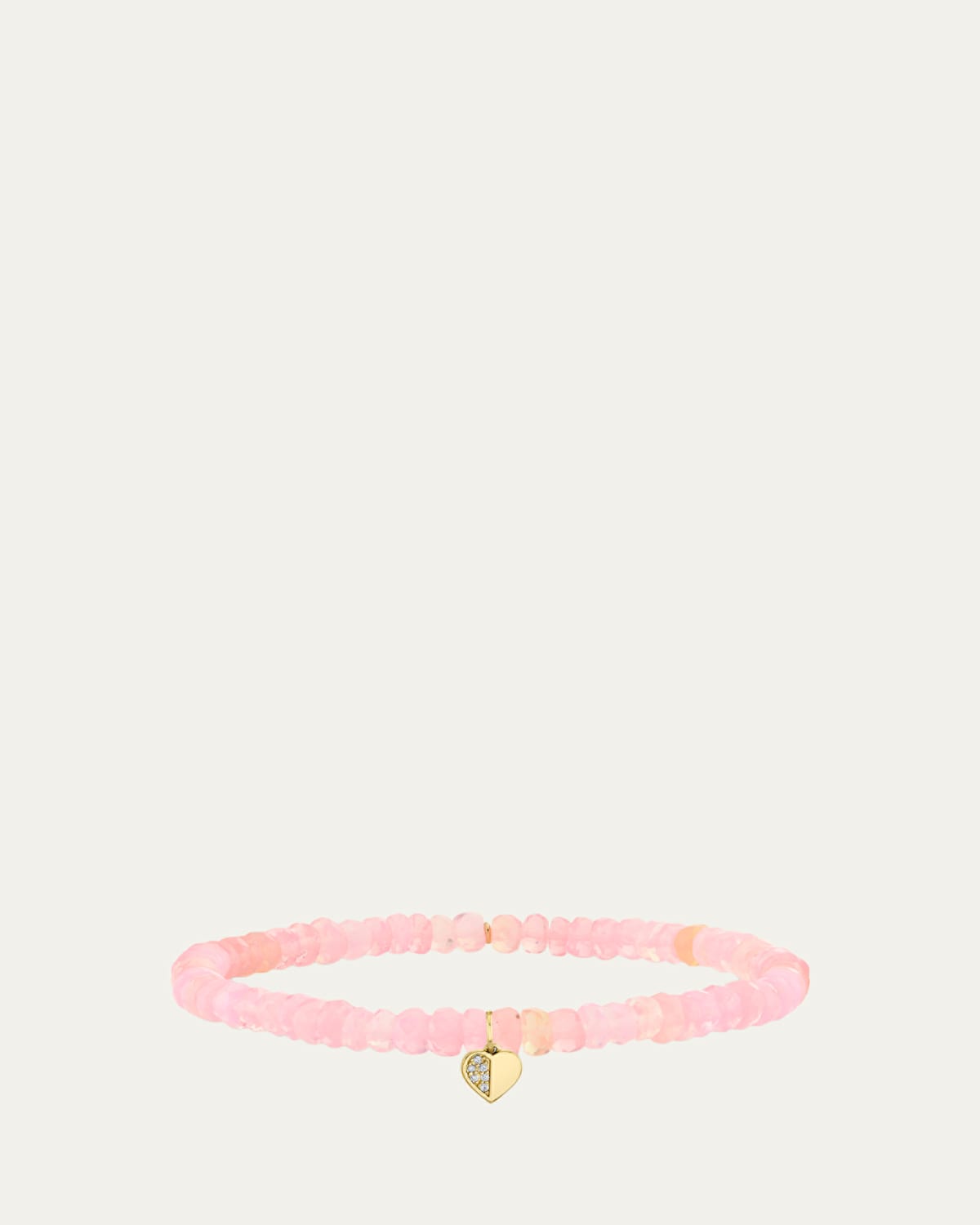 Sydney Evan 14K Diamond Half Heart on Pink Opal Bracelet