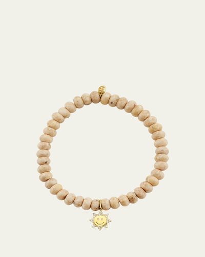 Sydney Evan 14K Diamond Happy Sun on Jasper Stretch Bracelet