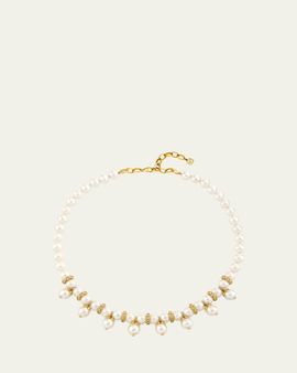 Sydney Evan 14K Diamond Marquise Eye and Freshwater Pearl Necklace