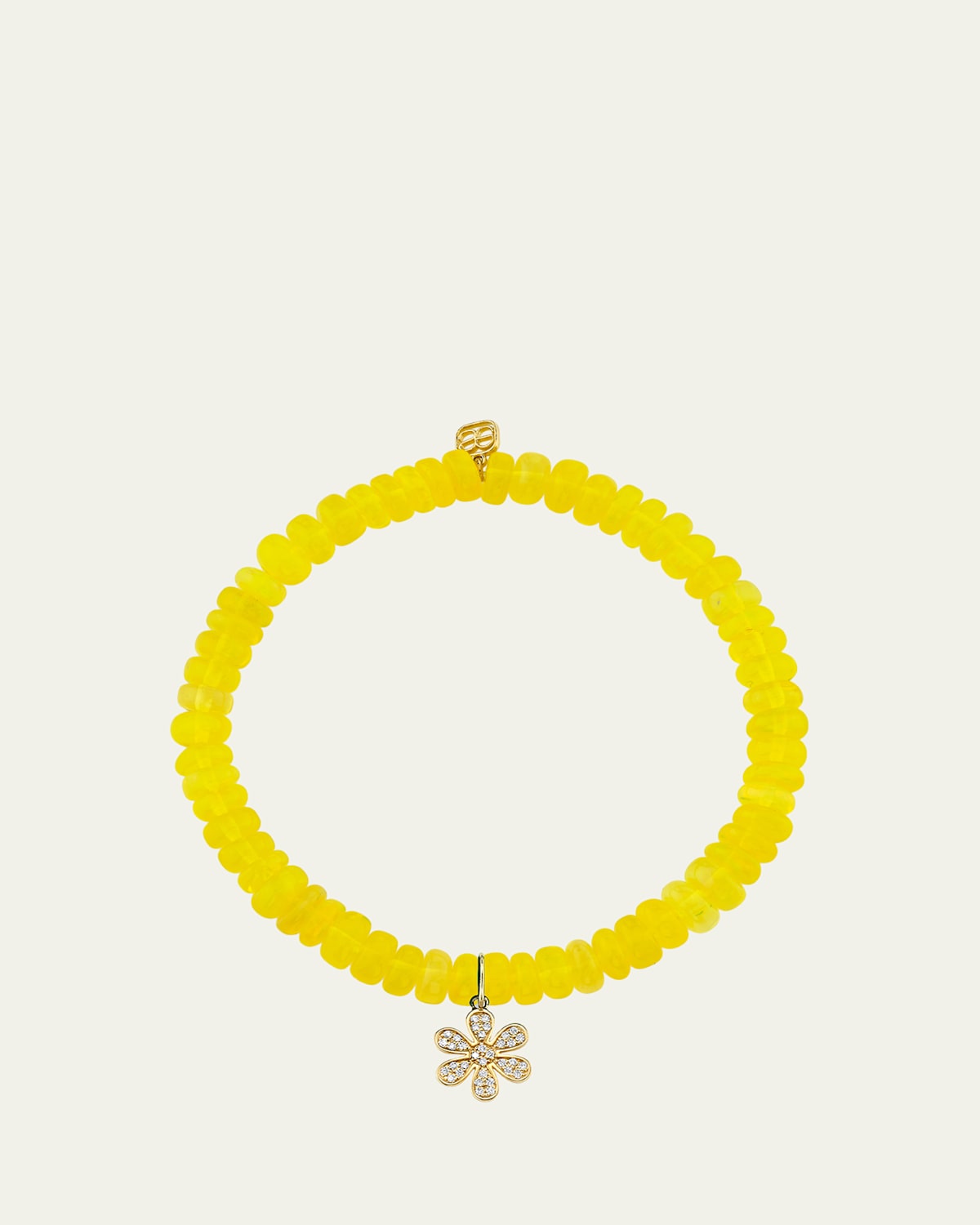 Sydney Evan 14K Diamond Pave Daisy on Yellow Opal Bracelet