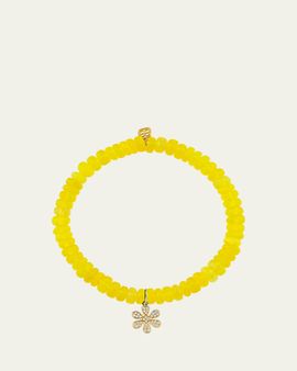 Sydney Evan 14K Diamond Pave Daisy on Yellow Opal Bracelet