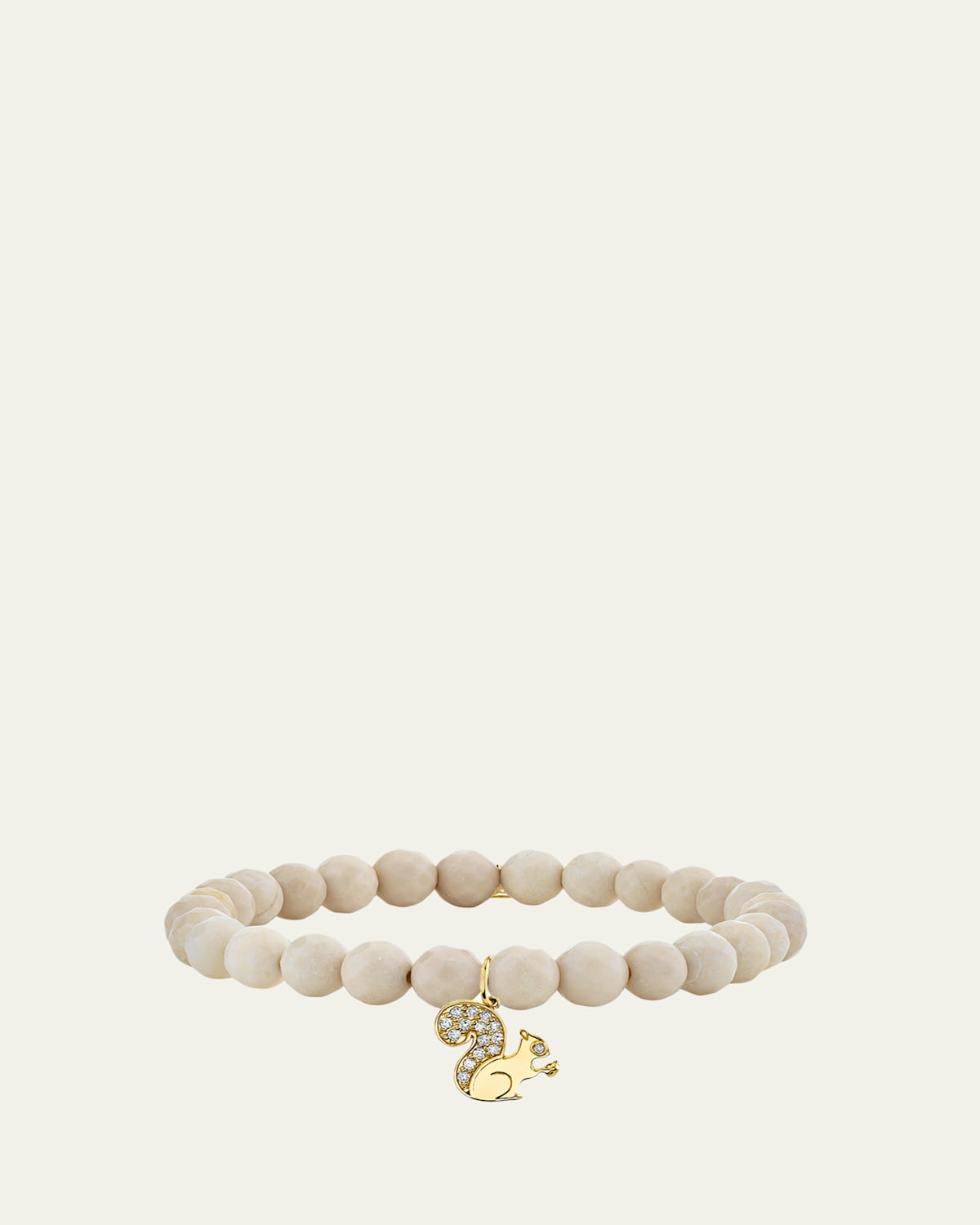 Sydney Evan 14K Diamond Squirrel on Jasper Beaded Stretch Bracelet