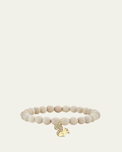 Sydney Evan 14K Diamond Squirrel on Jasper Beaded Stretch Bracelet