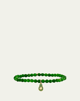 Sydney Evan 14K Emerald Avocado Charm on Bead Bracelet