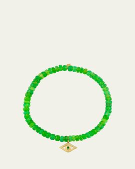Sydney Evan 14K Emerald Evil Eye on Kiwi Opal Bracelet